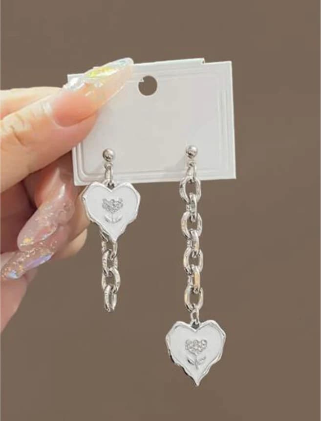 Korean Heart Drop Earrings
