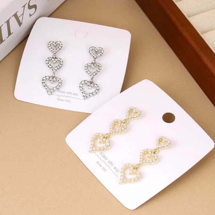 Long Hollow Heart Stud Earrings (Random Color)