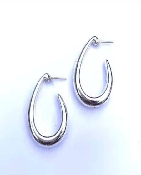 Sterling Silver Teardrop Hoop Earrings