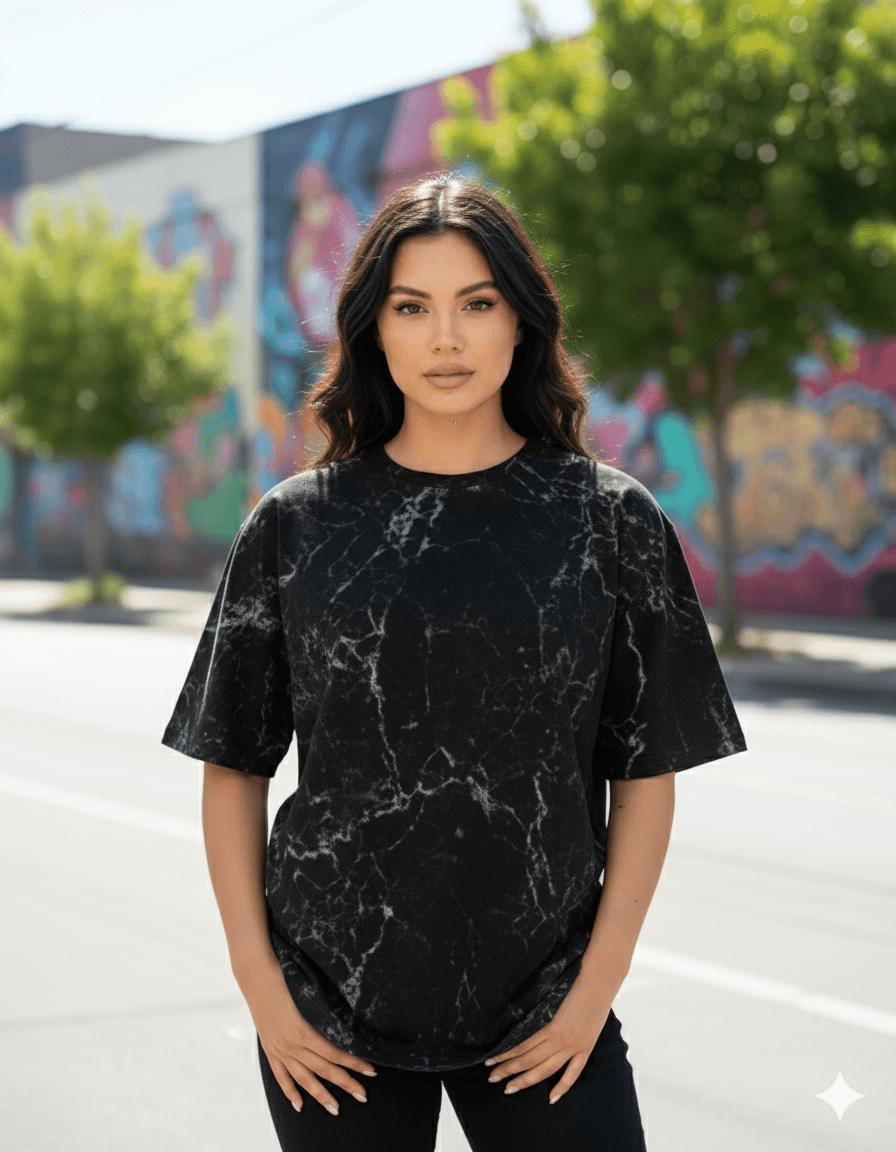Acid Wash Black Oversized T-Shirt – Streetwear