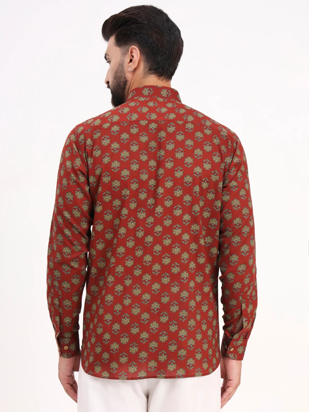 MILLENNIAL MEN Maroon Floral Printed Full Sleeves Shirt MMF0699